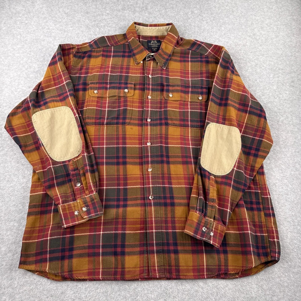 Willis & Geiger Shirt Mens XXL T Flannel Button Down Plaid Elbow Pads Work Wear